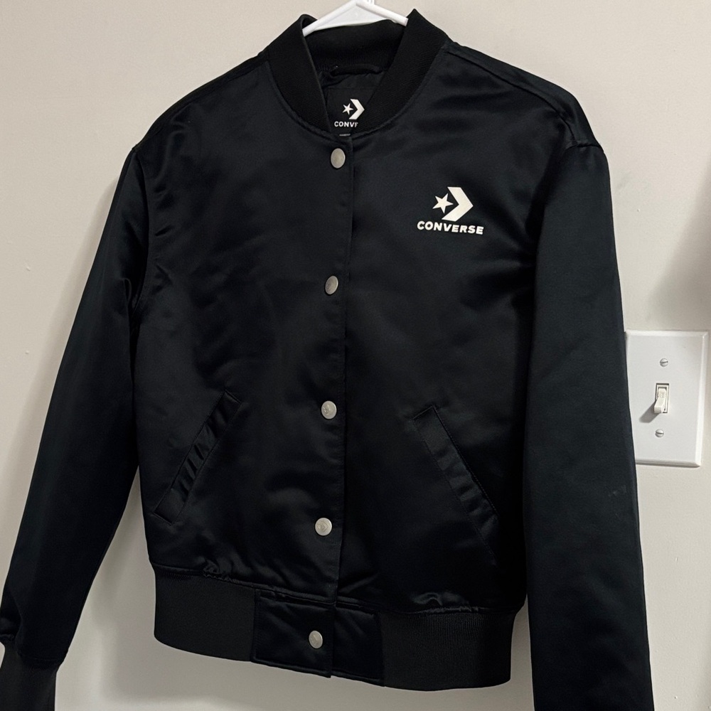 Converse Black Jacket with White Logo Bomber